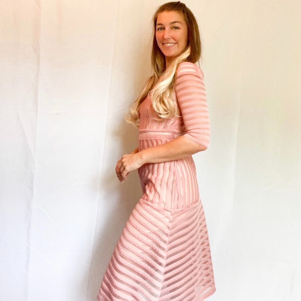 Pink, vintage, front-zipped dress